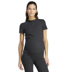 adidas Womens Ribbed Fitted Maternity T-Shirt in Black