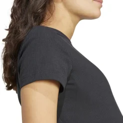 adidas Womens Ribbed Fitted Maternity T-Shirt in Black