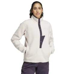 adidas Womens Terrex Xploric High Pile Fleece Pullover Sweatshirt in Pink