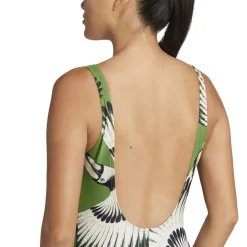 adidas Womens X Farm 3 Stripes Swimsuit in Green