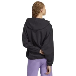 adidas Woven Hooded Relaxed Fit Sweatshirt in Black