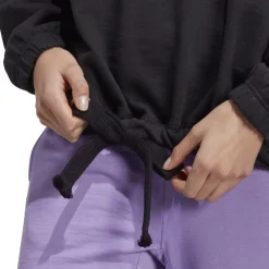 adidas Woven Hooded Relaxed Fit Sweatshirt in Black