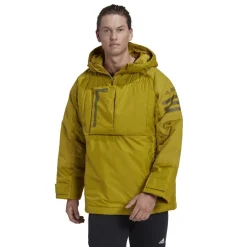 adidas Xplor Hooded Relaxed Fit Anorak Jacket in Yellow