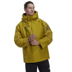 adidas Xplor Hooded Relaxed Fit Anorak Jacket in Yellow