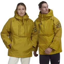 adidas Xplor Hooded Relaxed Fit Anorak Jacket in Yellow