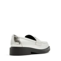 Aldo Verima Penny Loafer Block Heel in Silver