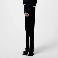 Alessandra Rich Satin Track Athletic Pants in Black