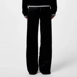 Alessandra Rich Satin Track Athletic Pants in Black