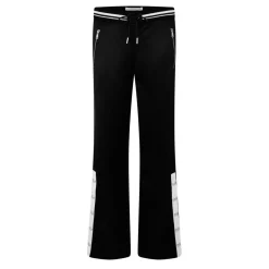 Alessandra Rich Satin Track Athletic Pants in Black