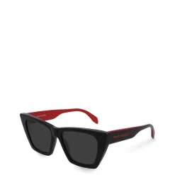 Alexander McQueen Opaque Tortoiseshell Cat Eye Sunglasses in Black