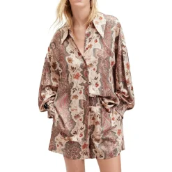 AllSaints Charli Relaxed Fit Long Sleeve Shirt in Pink