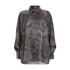 AllSaints Collared Neck Long Sleeve Relaxed Fit Shirt in Black