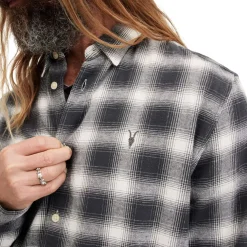 AllSaints Collared Neck Malpaso Regular Fit Shirt in Grey