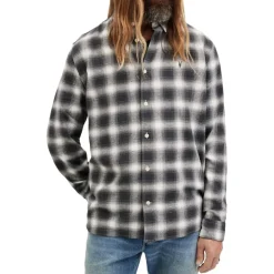 AllSaints Collared Neck Malpaso Regular Fit Shirt in Grey