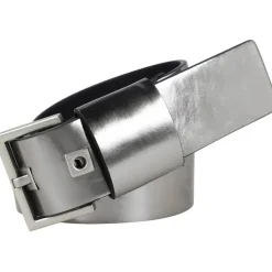 AllSaints Leather Pin Buckle Eyelet Belt in Silver