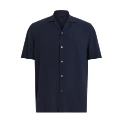 AllSaints Relaxed Fit Underground Short Sleeve Shirt in Blue