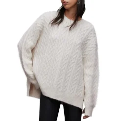 AllSaints Sirius Long Sleeve Relaxed Fit Sweater in White