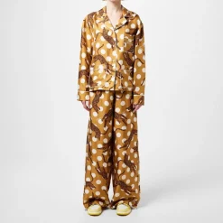 Amiri Leopard Print Long Sleeve Pyjama Shirt in Brown