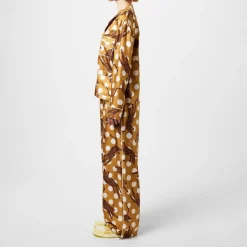 Amiri Leopard Print Long Sleeve Pyjama Shirt in Brown