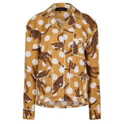 Amiri Leopard Print Long Sleeve Pyjama Shirt in Brown