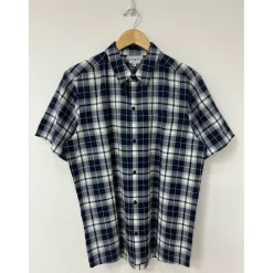 Another Influence Check Regular Fit Point Collar Shirt in Blue