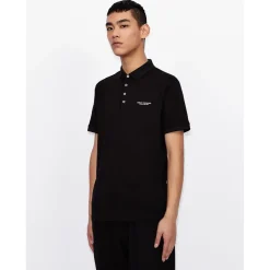 Armani Exchange Cotton Polo Shirt in Black