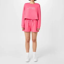 Armani Exchange Dia Lgo Fleece Sweat Shorts in Pink