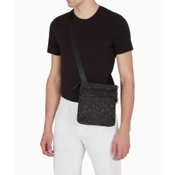 Armani Exchange Exchange Lettering Messenger Bag with Detachable Strap in Black