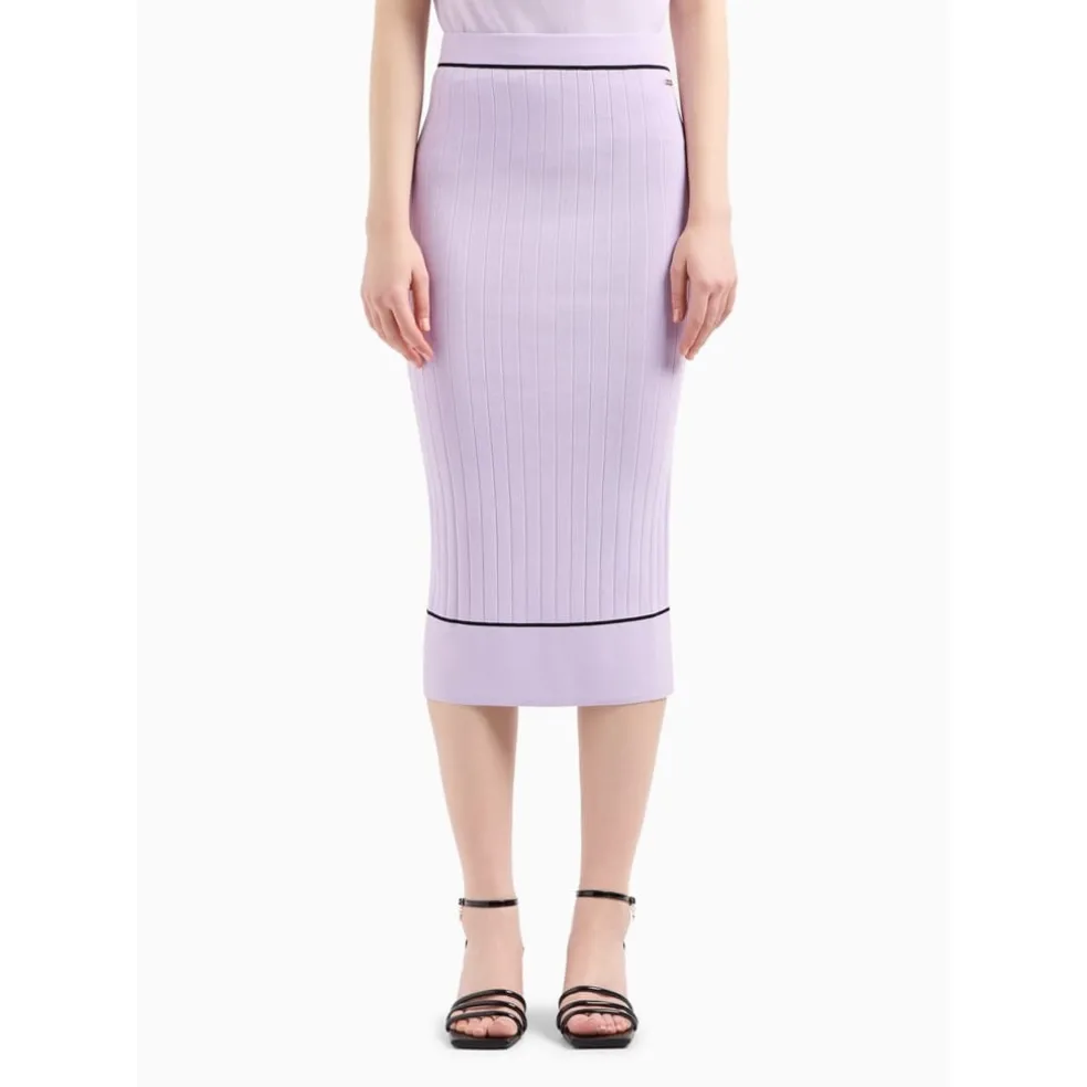 Armani Exchange Knit Midi Pencil Skirt in Purple