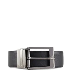 Armani Exchange Plaque Buckle Logo Belt in Black