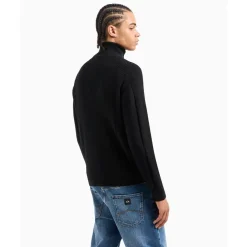 Armani Exchange Turtleneck Long Sleeve Regular Fit Sweater in Black