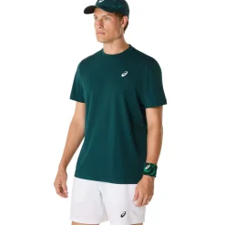 Asics Mens Court Short Sleeve Top in Green