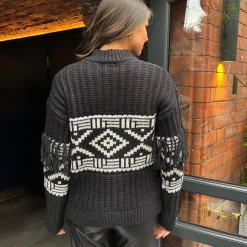 AX Paris Fringe Sleeve Detail Knitted Jumper in Black