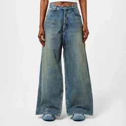 Balenciaga Double Front Effect Denim Jeans in Blue
