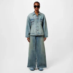 Balenciaga Double Front Effect Denim Jeans in Blue