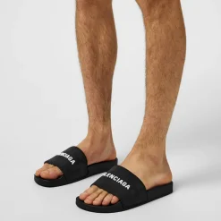 Balenciaga Logo Sliders in Black