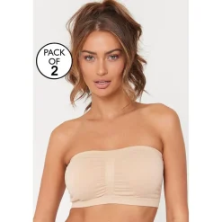 Be You 2 Pack Bandeau Bra in White