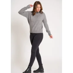 Be You Crew Neck Regular Fit Long Sleeve Sweater in Grey