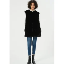 Be You Faux Fur Panel Vest in Black