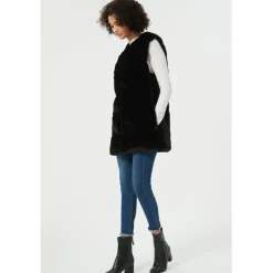 Be You Faux Fur Panel Vest in Black