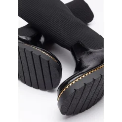 Be You Girls Chain Detail Patent Rib Boot in Black