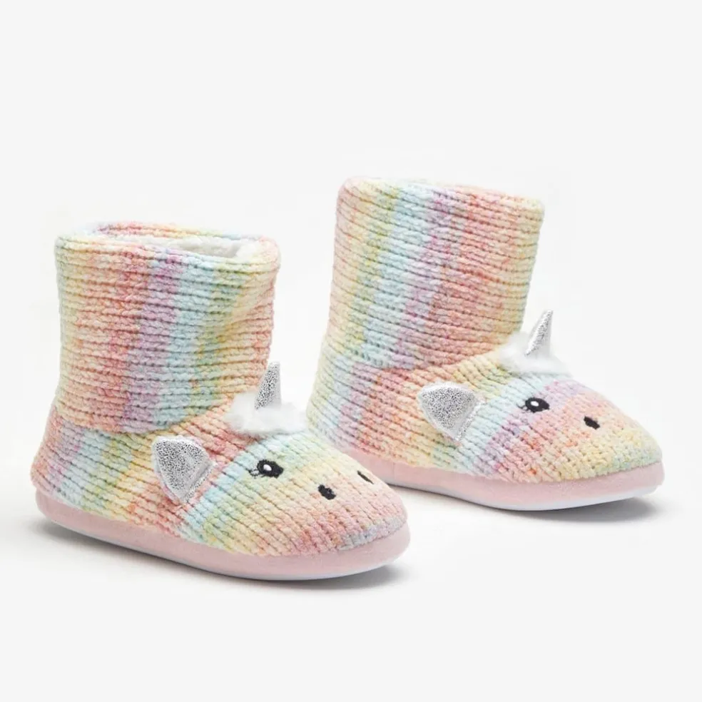 Be You Girls Unicorn Rainbow Booties in Multi