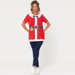 Be You Mrs Claus Reindeer Crew Neck T-Shirt in Red