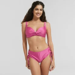Be You Shimmer Plunge Bikni Top in Pink