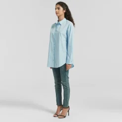 Be You Stripe Long Sleeve Relaxed Fit Shirt in Blue