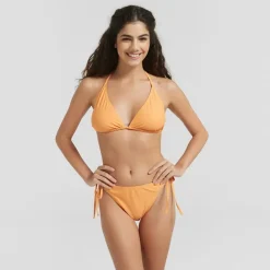 Be You Triangle Tie Bikini Top in Orange