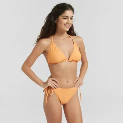 Be You Triangle Tie Bikini Top in Orange