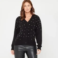 Be You V-Neck Long Sleeve Sweater in Black