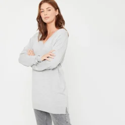 Be You V-Neck Relaxed Fit Sweater in Grey