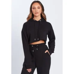 Be You You Crop Hoodie in Black